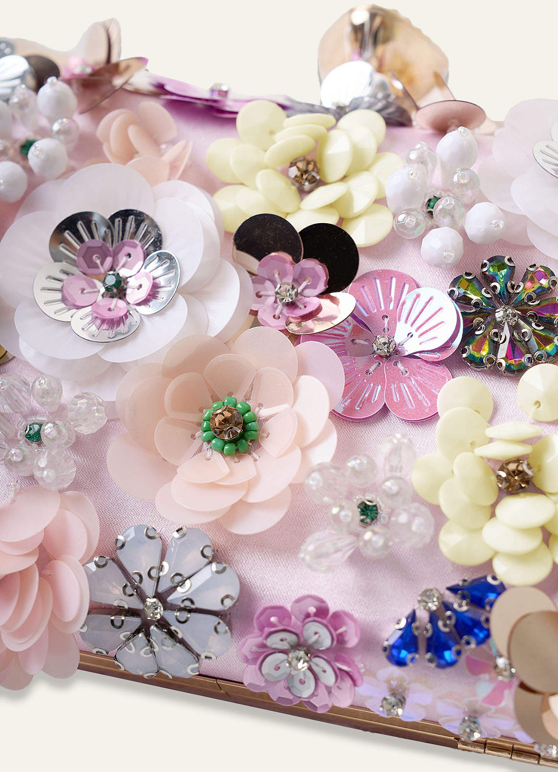 front Sequin Flower Embellished Clutch