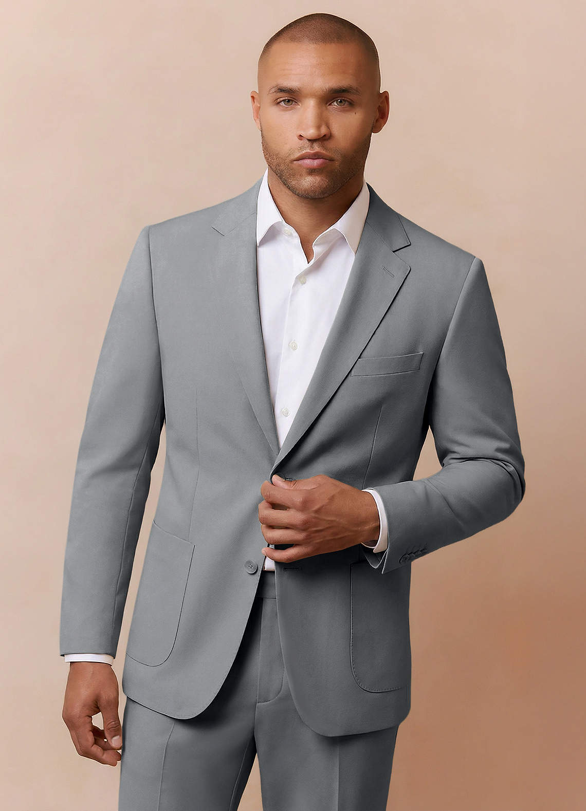 front Owen Grey Lightweight Tailored Suit Jacket
