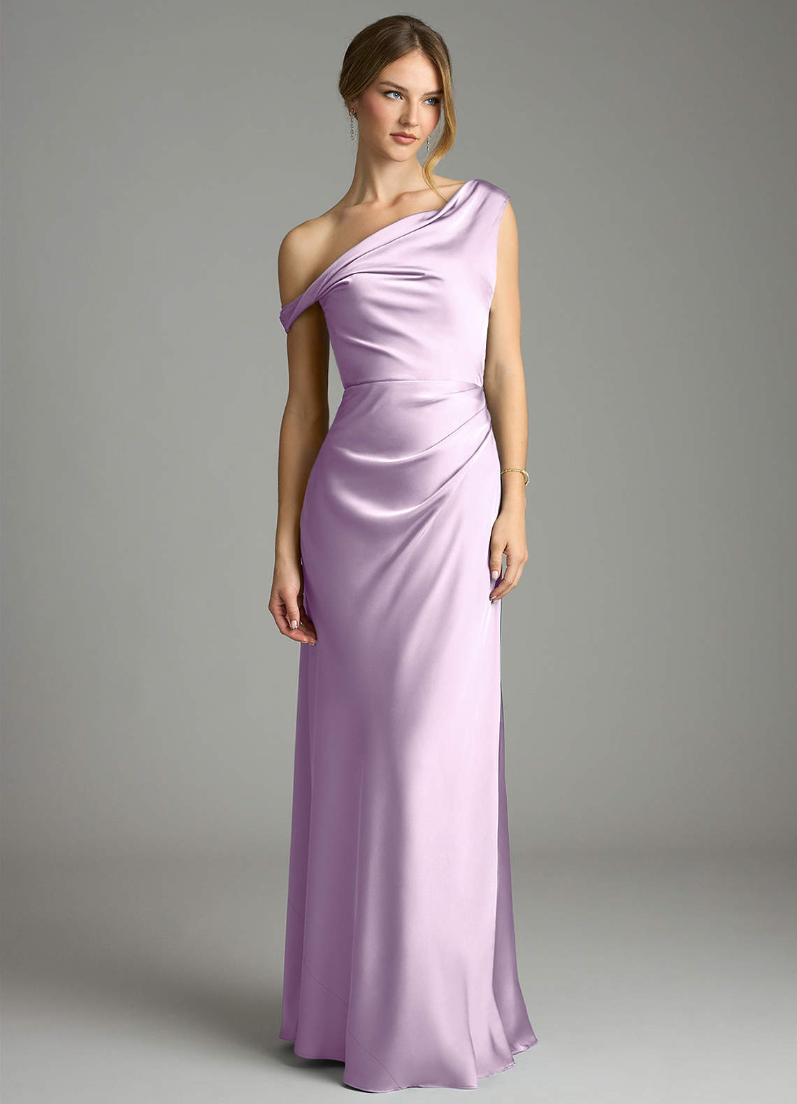 Azazie Emerson Brudepigekjoler Havfrue Off-Shoulder Stræk satin Gulv-længde Kjole image3