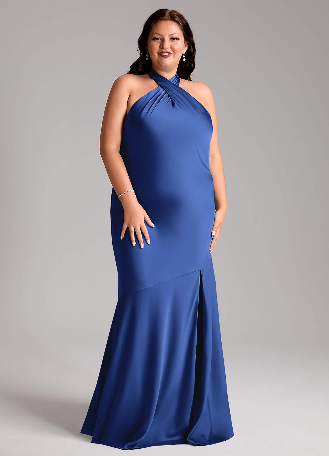 Azazie Lorena Royal Blue Stretch Satin Bridesmaid Dresses | Azazie