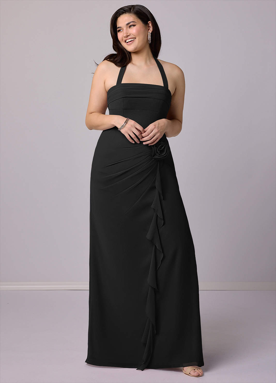 Barbie ♥ Azazie Bridesmaid Dresses Black Sheath Strapless Chiffon Convertible Dress image10