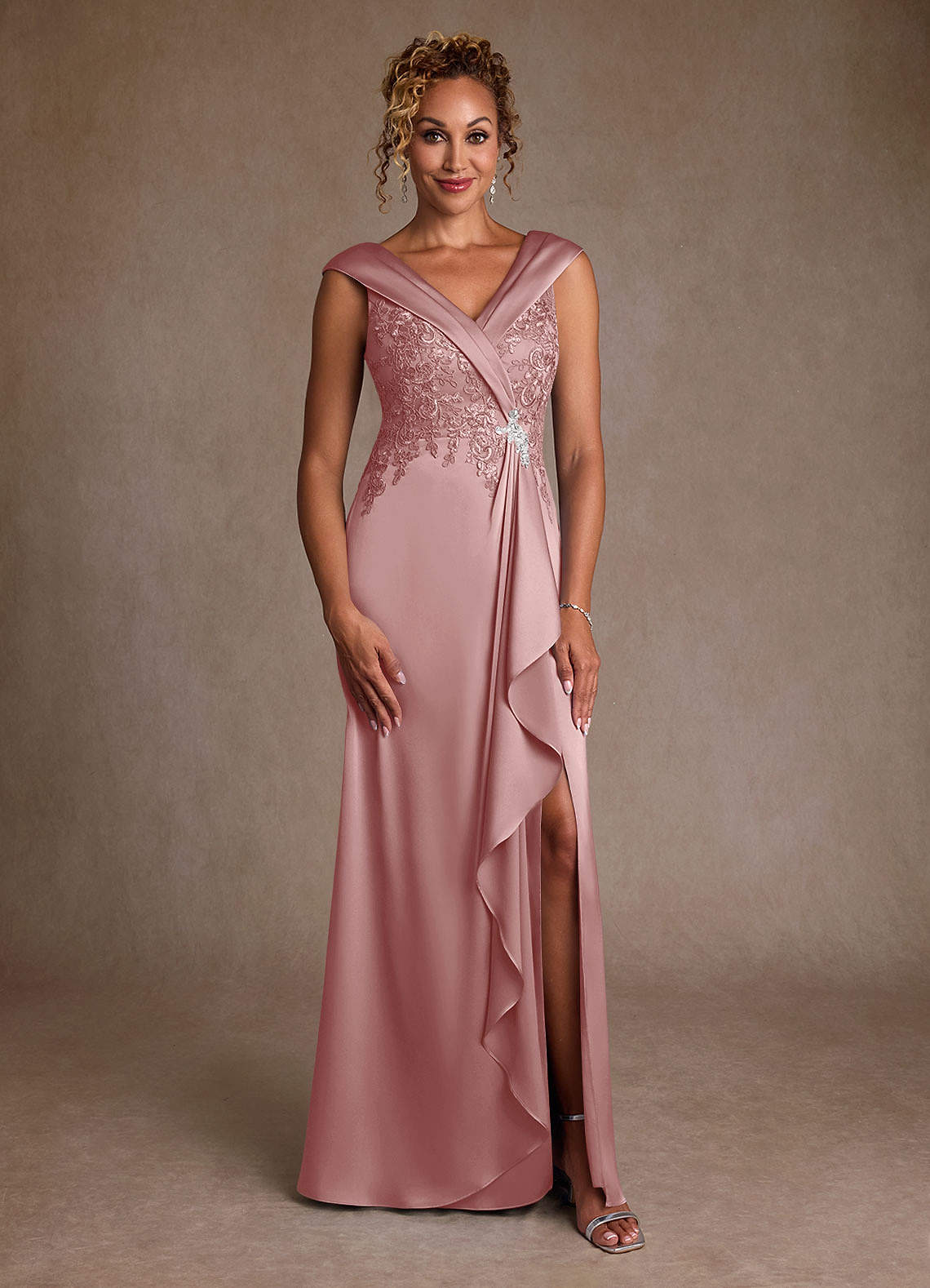 Azazie Santa Monica Dusty Rose A-Line Lace Dress | Azazie