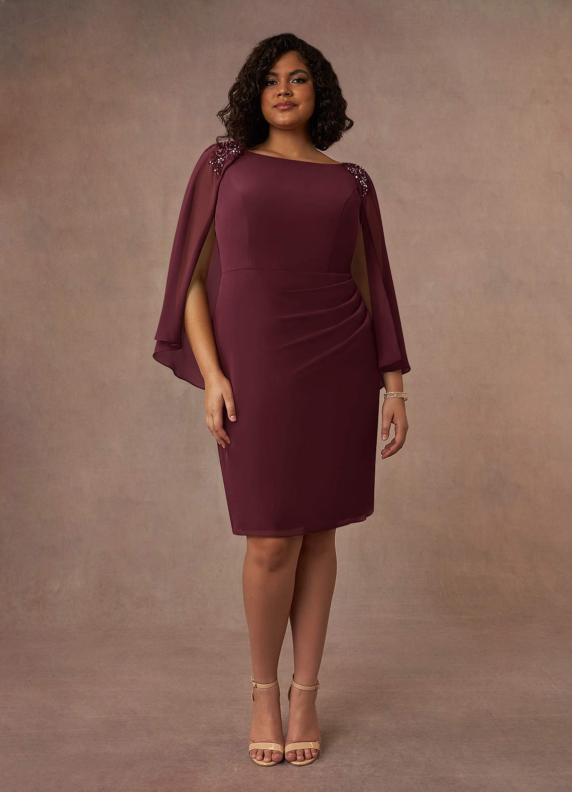 Azazie Carmela Mother of the Bride Dresses Cabernet Sheath Lace Chiffon Dress image1