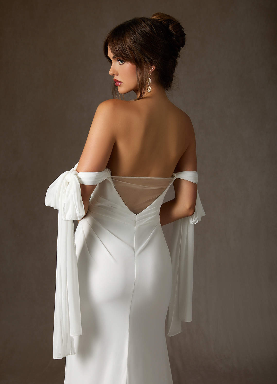 Azazie Papaya Vestidos de noiva Vestir Diamante Branco de Malha de Bainha image6