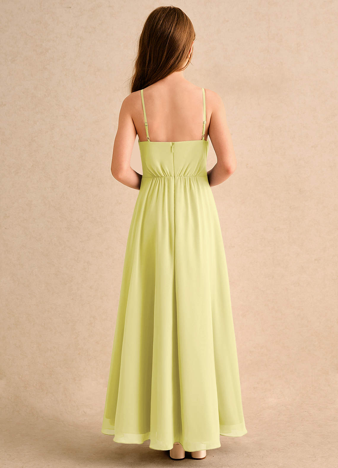 Azazie Twilight Dance Girls Formal Flower Girl Dresses Lemon Sorbet A-Line Pleated Chiffon Dress image1