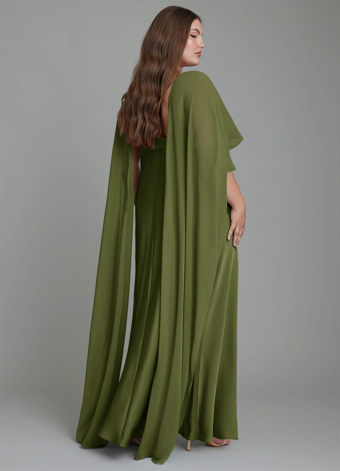 Azazie Stefania Bridesmaid Dresses Olive A-Line Stretch Satin Dress image7