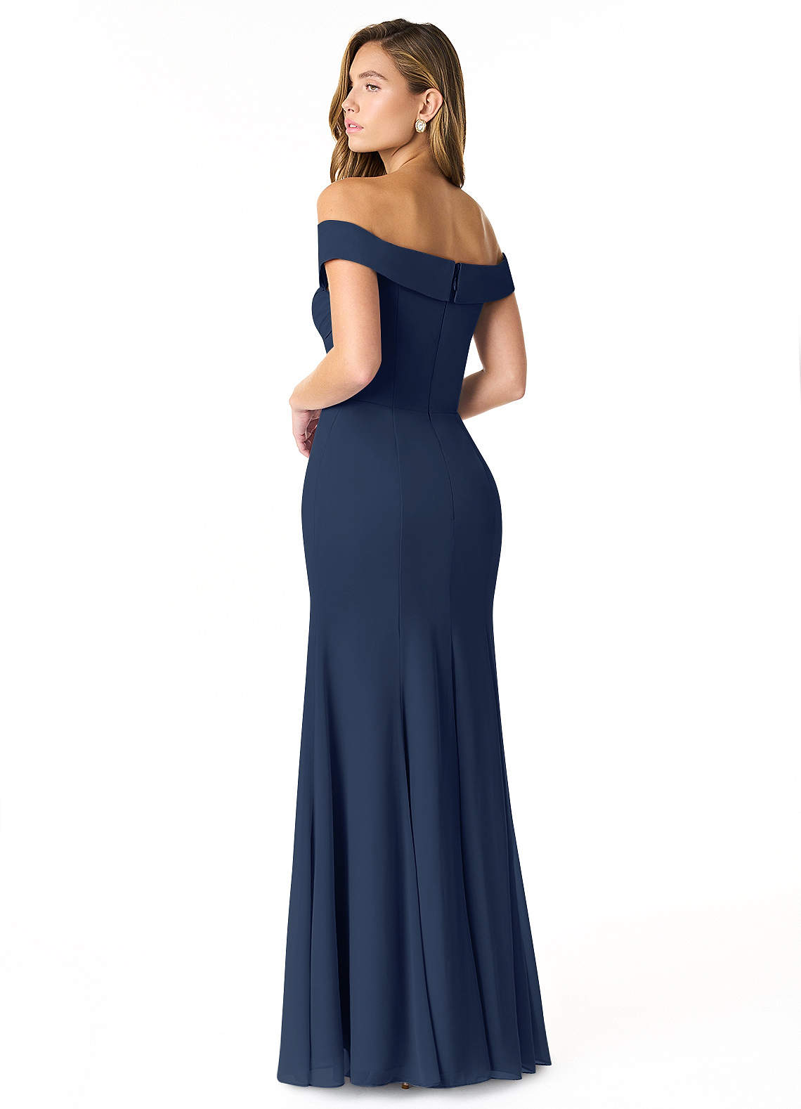 Azazie Lecia Dark Navy Chiffon Bridesmaid Dresses | Azazie DE