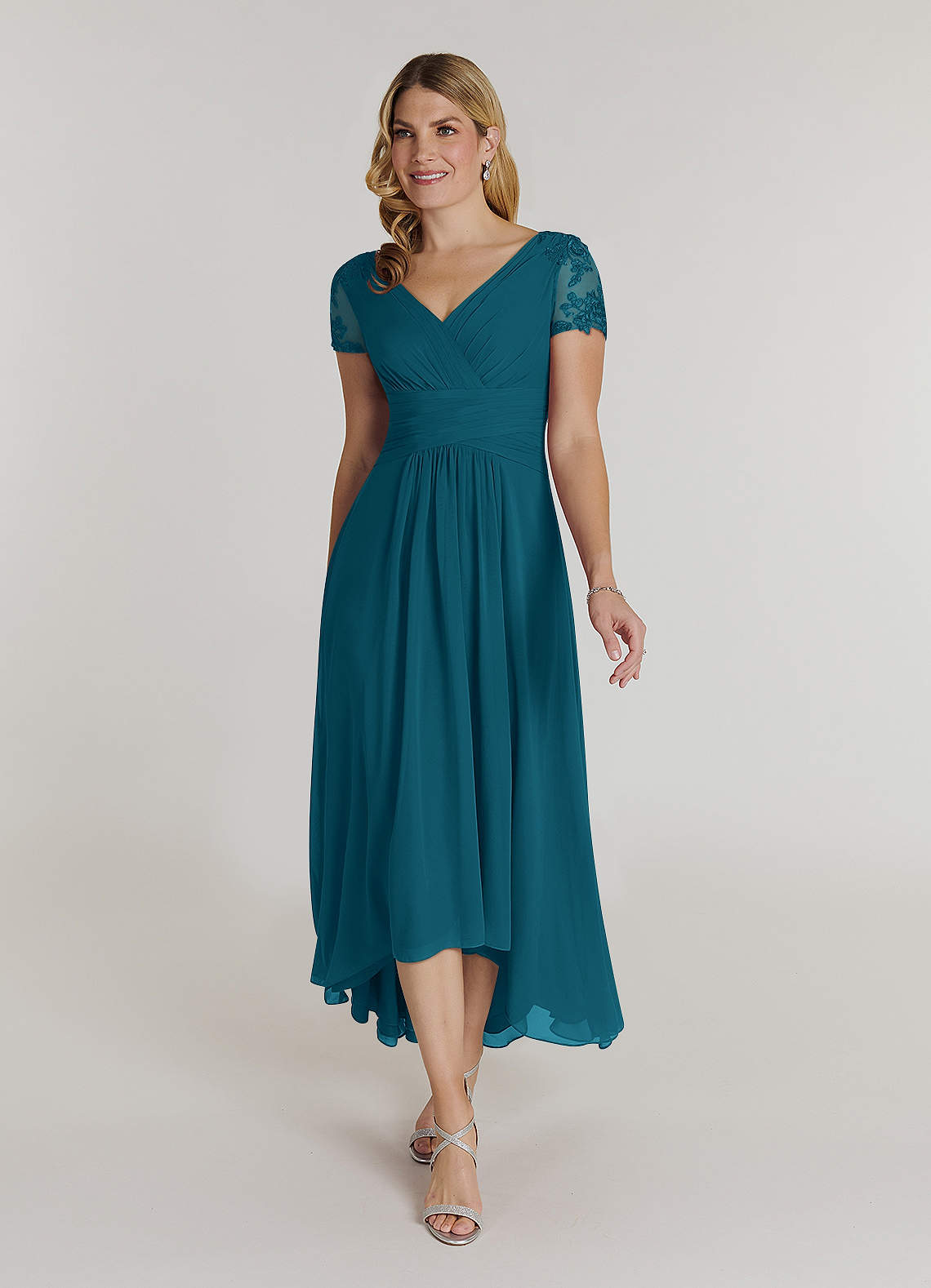 Azazie Thais Kleider für die Brautmutter A-Linie Spitze Chiffon Kleid Tintenblau image1