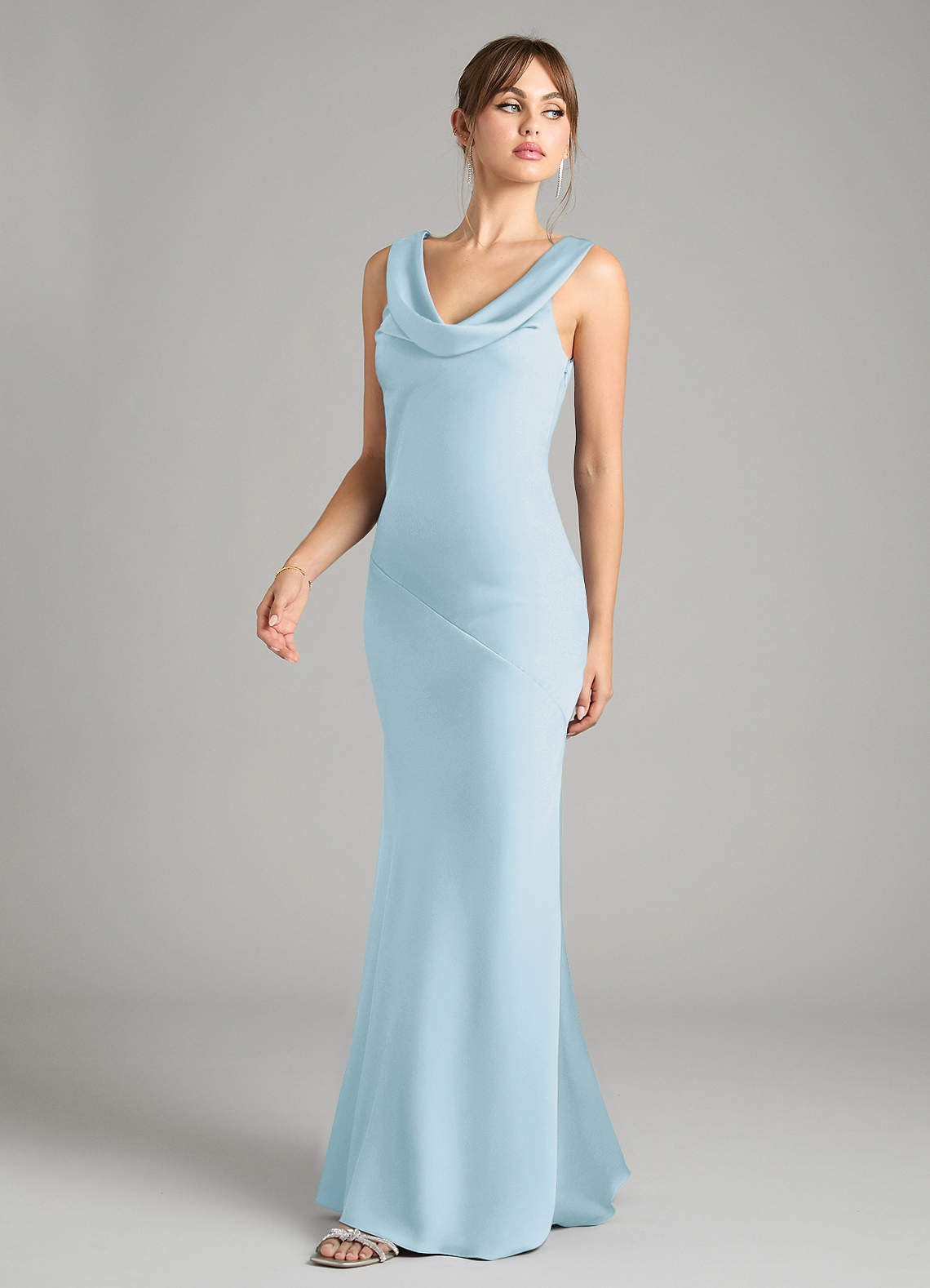 Azazie Rylina Bridesmaid Dresses Sky Blue Mermaid Stretch Satin Dress image1