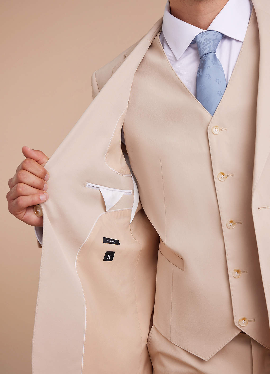 front Carter Tan Cotton Linen Blend Suit Jacket