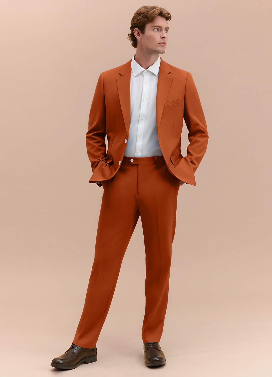 James Burnt Orange Structured Stretch Suit | Suit Sets |Azazie