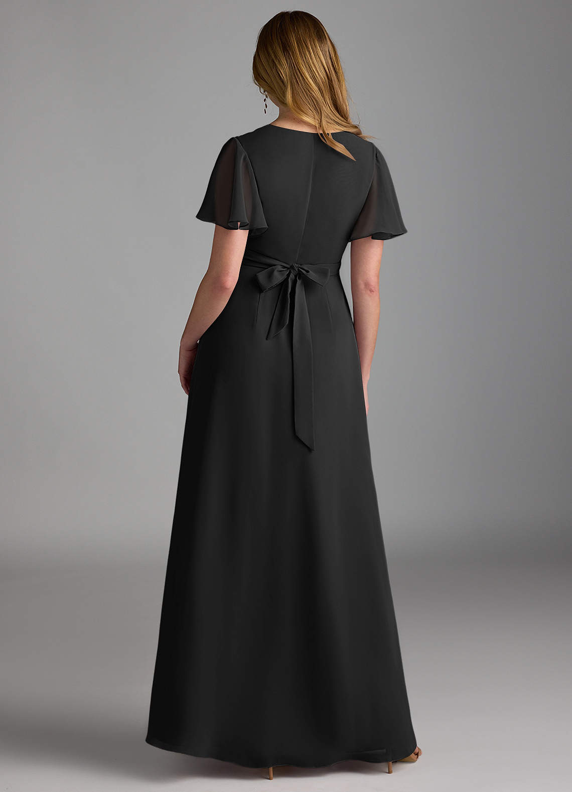 azazie black chiffon dress Azazie Keyla