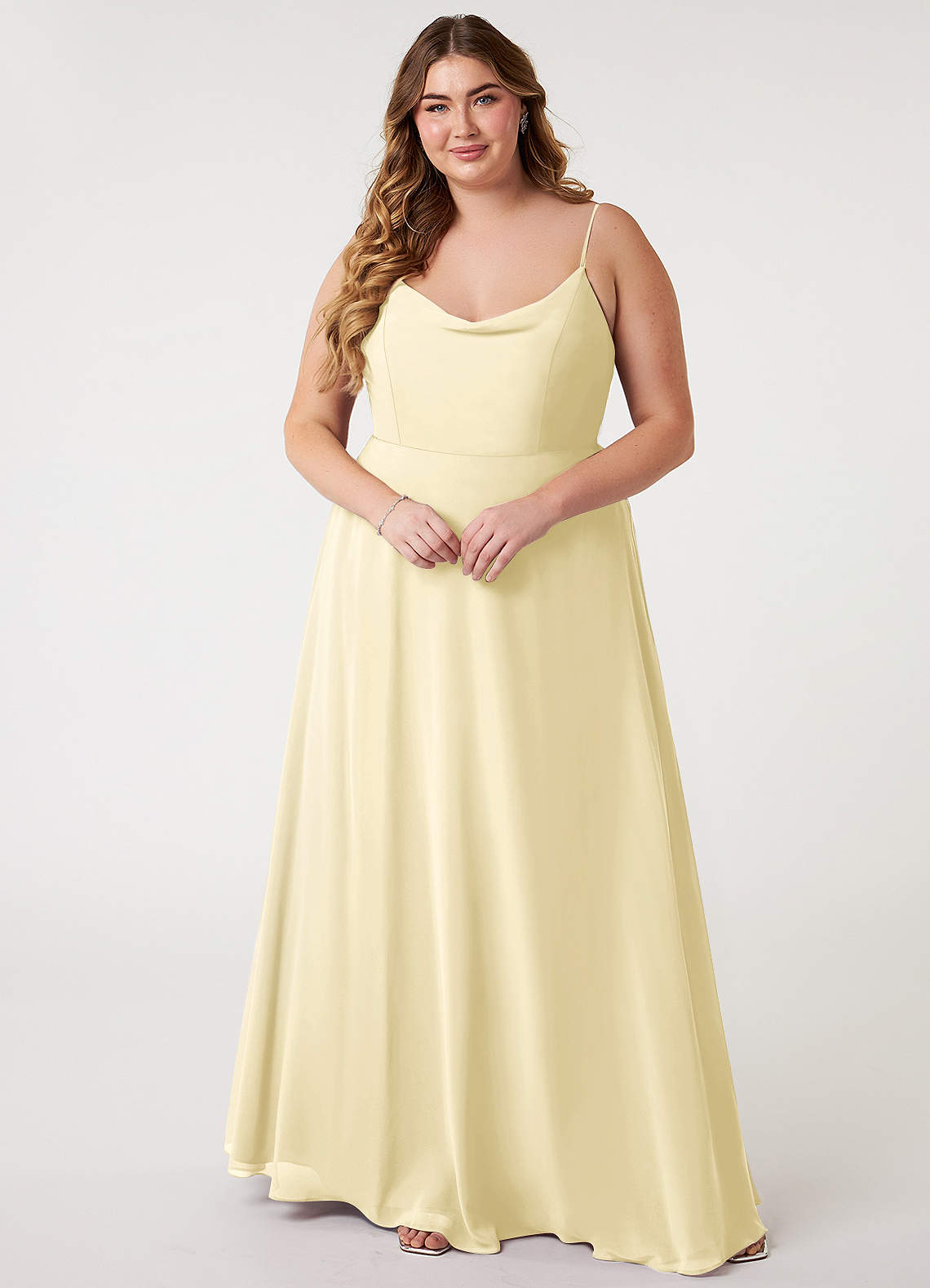 Azazie Daenerys Abiti da Damigella Abito A-Line in Chiffon con Scollo a Cappuccio Sorbetto Al Limone image1