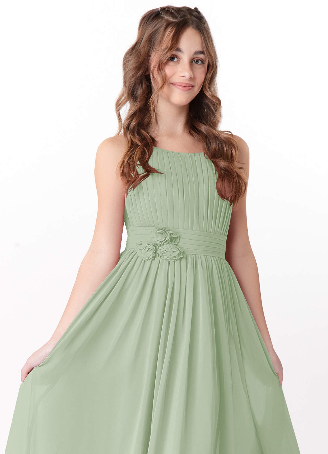 Azazie Astrid Junior Ready to Ship Bridesmaid Dress in Dusty Sage | Azazie