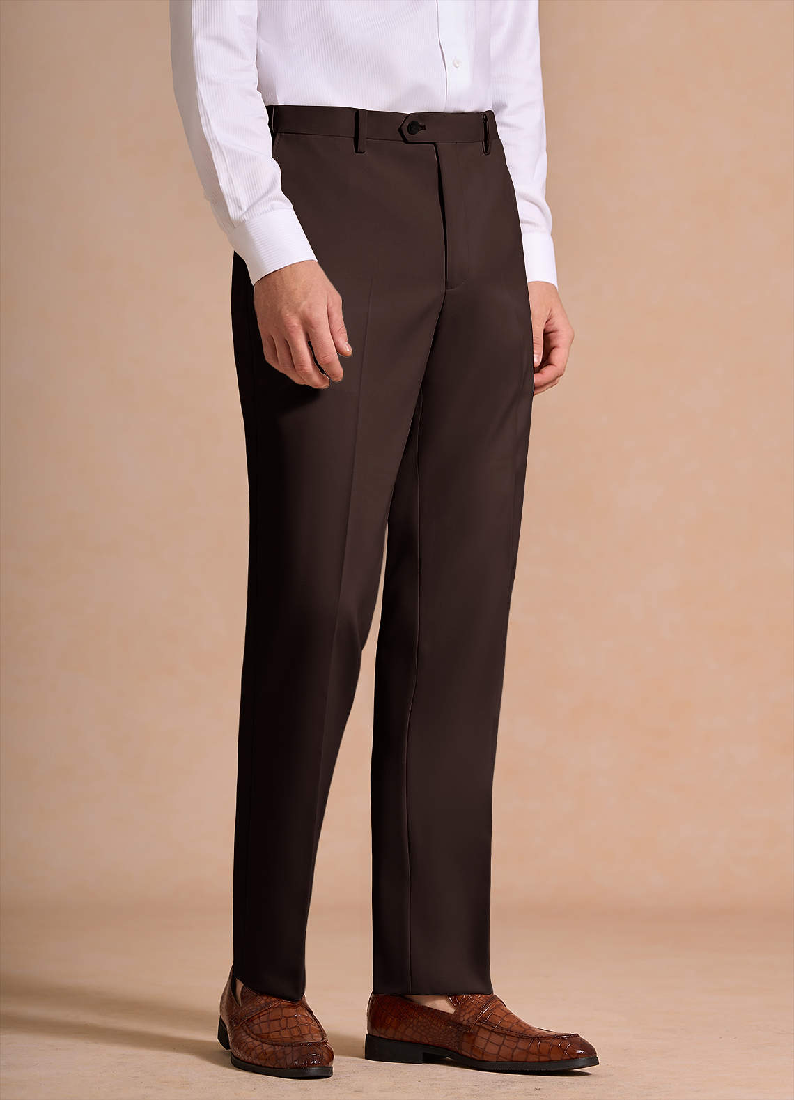 front James Ganache Structured Stretch Dress Pants