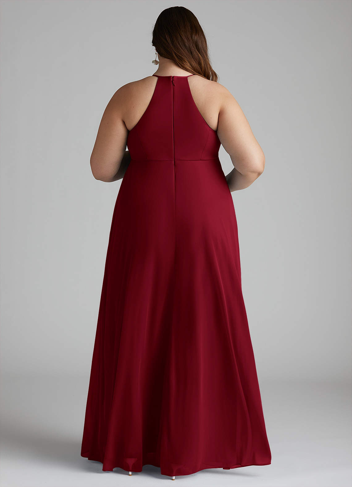Azazie Annabelle vestidos de dama de honor de maternidad Vestido de Corte En A Cuello en V plisado Hasta el suelo Malla image7