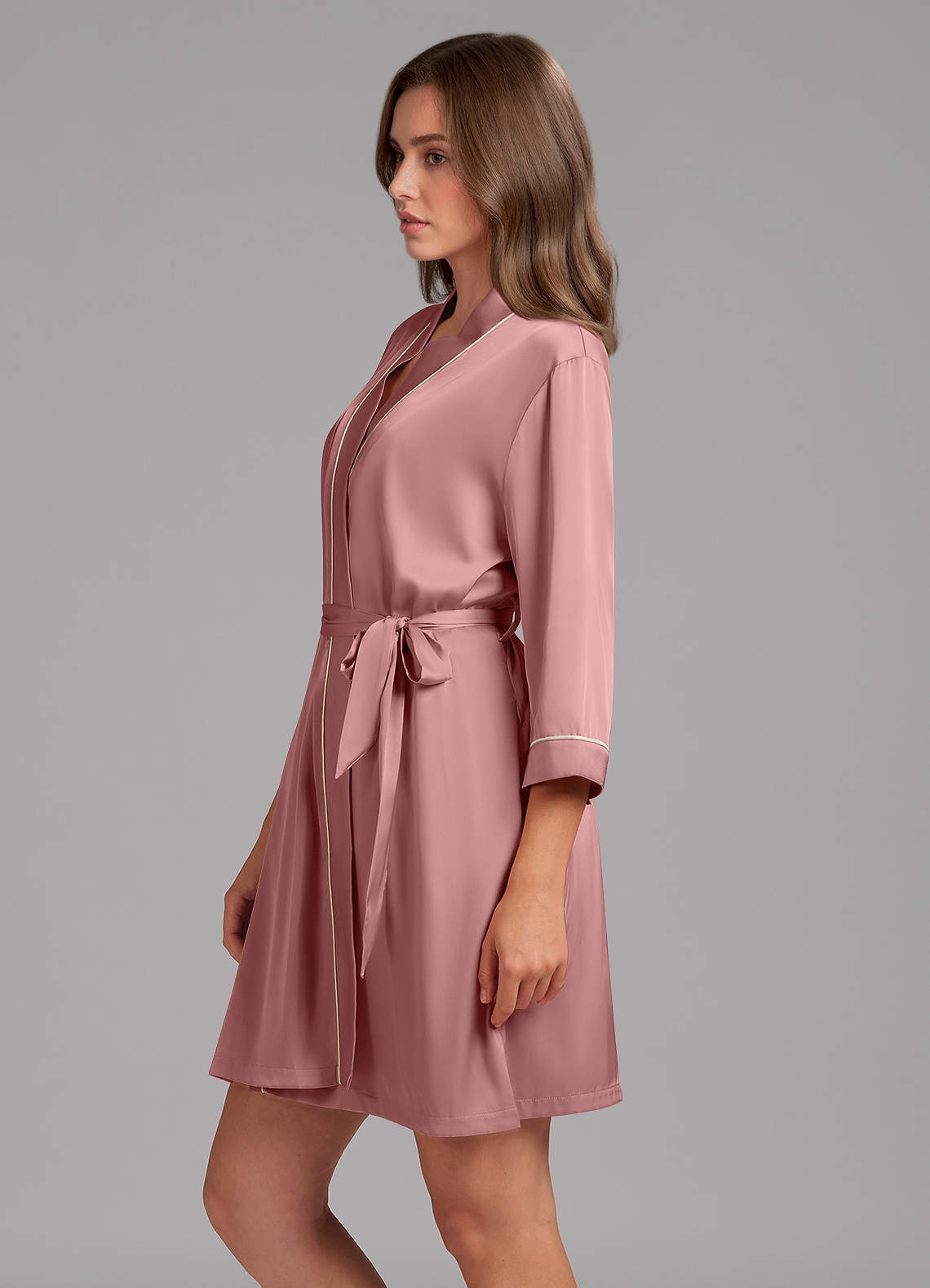 front Satin Piped Robe