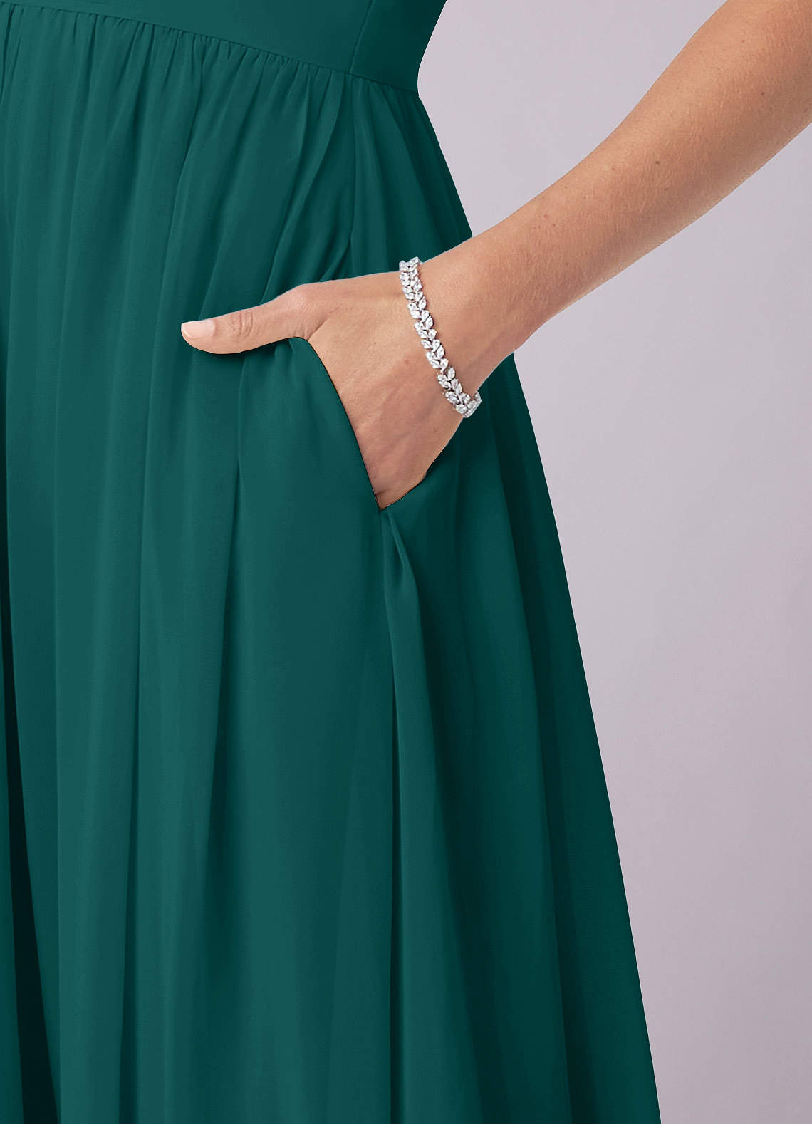 Barbie ♥ Azazie Bridesmaid Dresses Peacock A-Line Corset Chiffon Dress image7