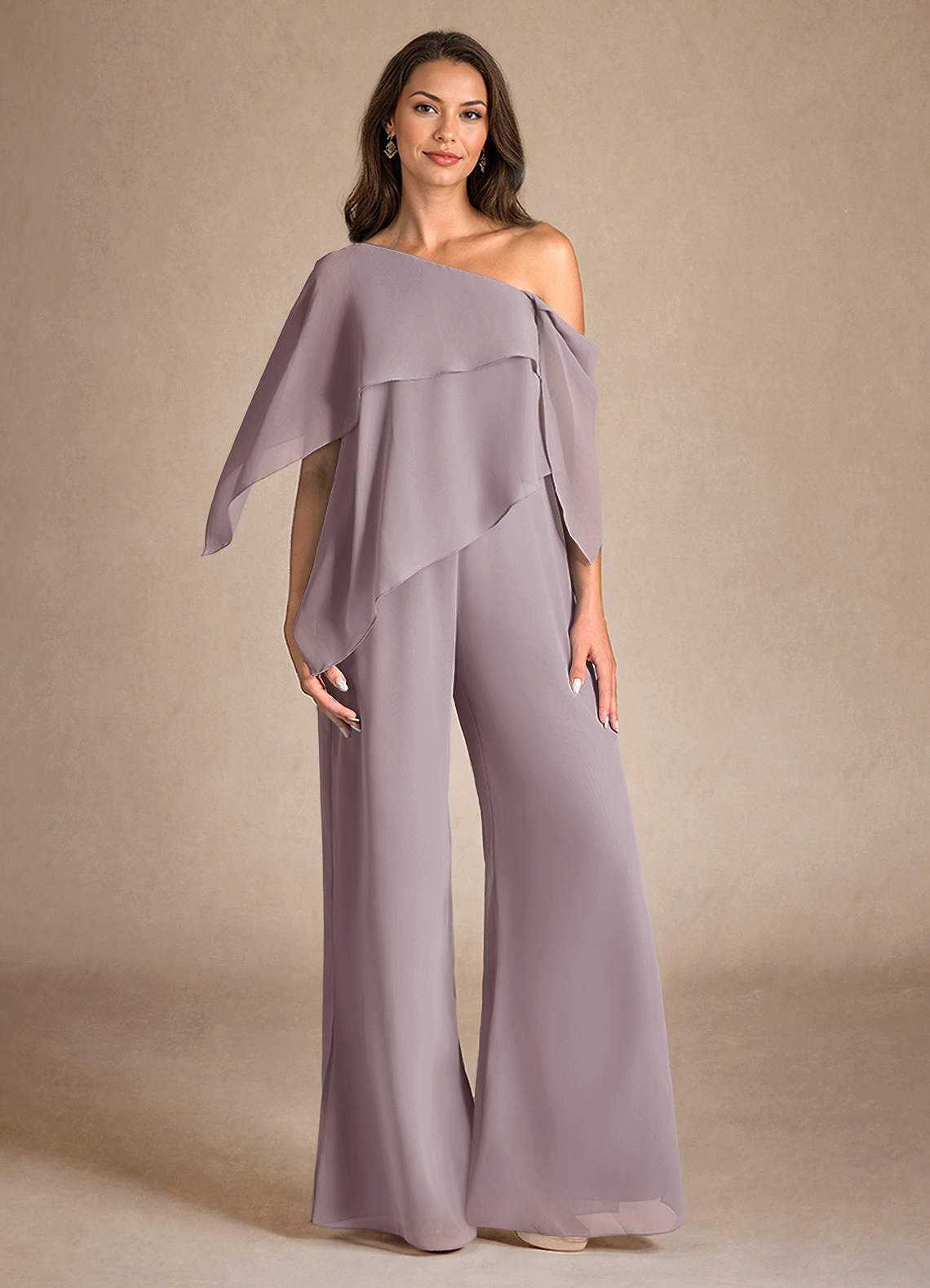 Azazie Halima Abiti per la Madre della Sposa Abito Tuta Pantaloni in Chiffon Spacco Laterale Dusk image1