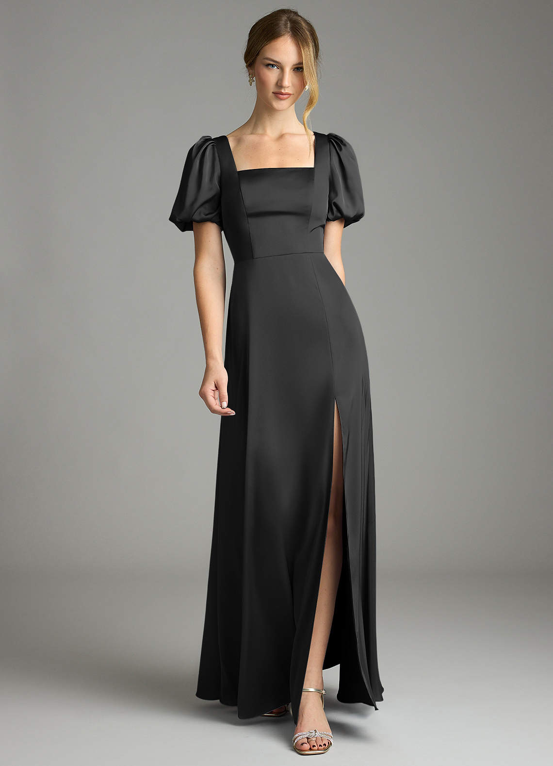 Azazie Fyona Black Stretch Satin Bridesmaid Dresses | Azazie Azazie Fyona Black Stretch Satin Bridesmaid Dresses | Azazie