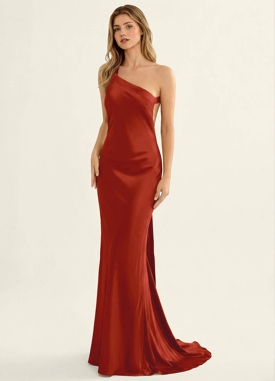 rust satin long dress Azazie 2026 Open Back Mermaid Prom Dress Rust Gown