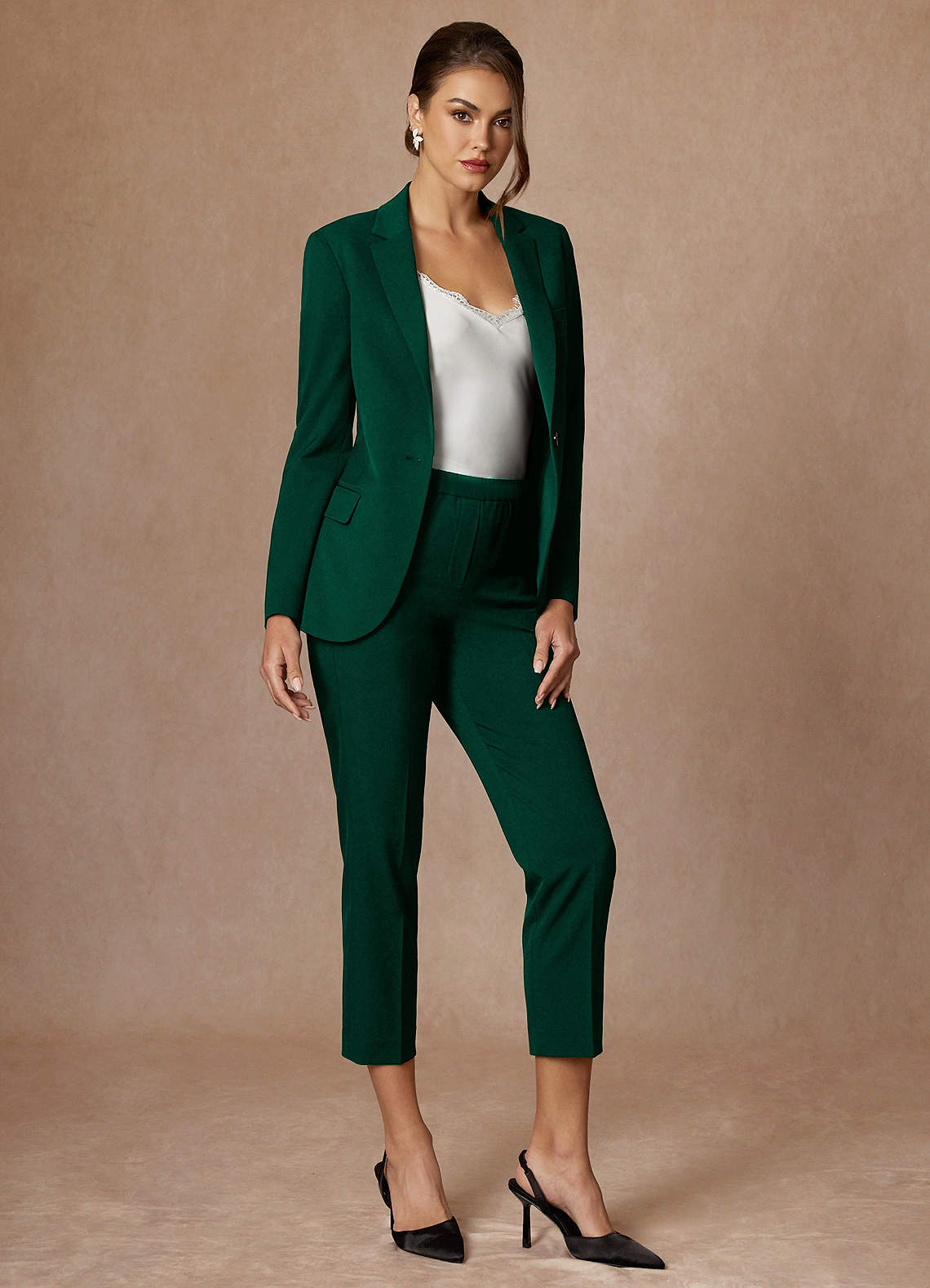 front Kennedy Emerald Refined Weave Performance Pants Suit