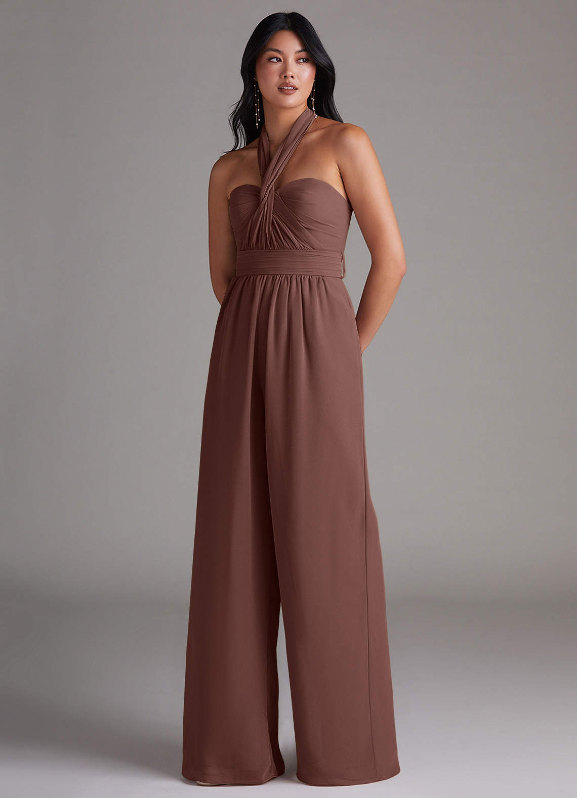 Azazie Lamara Ready to Ship Espresso Chiffon Bridesmaid Dresses