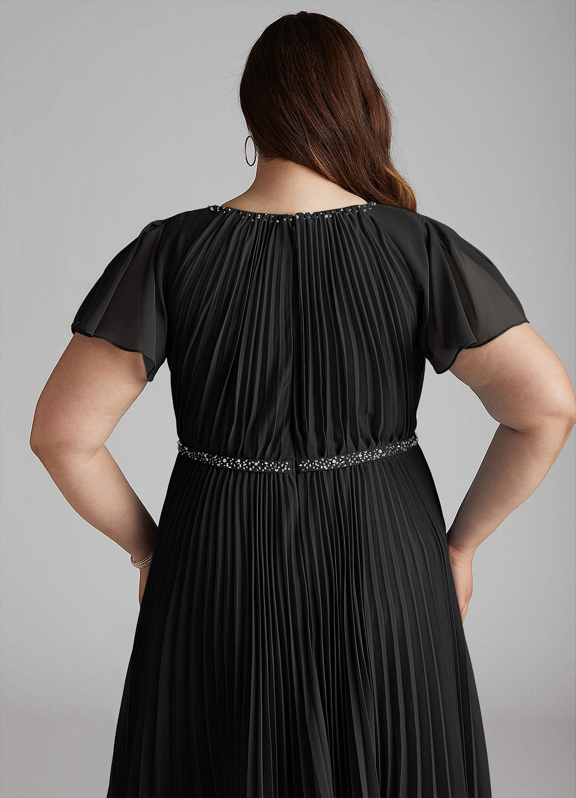 Azazie Kara Vestidos modestos de dama de honra Vestido Linha A Plissado Comprimento do chão Chiffon image13