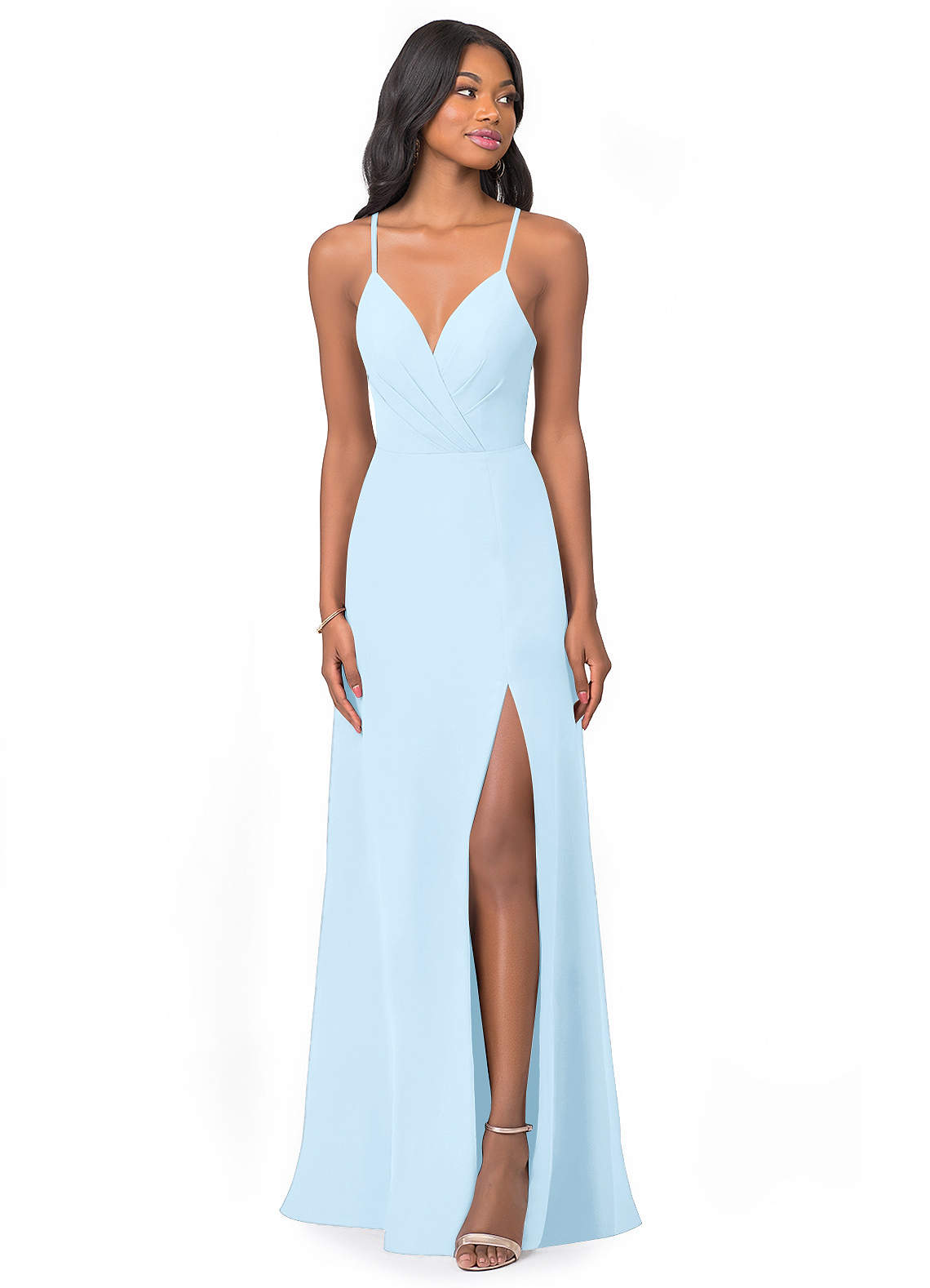 Azazie Everleigh Bridesmaid Dresses Sky Blue A-Line Sweetheart Pleated Chiffon Dress image1