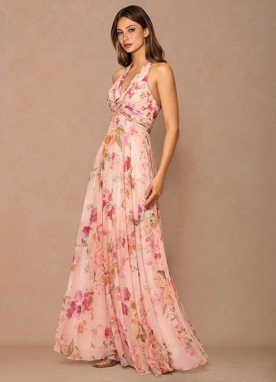 Azazie Floor-Length Maxi Dresses A-Line Wedding Guest Dresses Halter Abstract Bouquet Floral Azazie Floor-Length Maxi Dresses A-Line Wedding Guest Dresses Halter Abstract Bouquet Floral