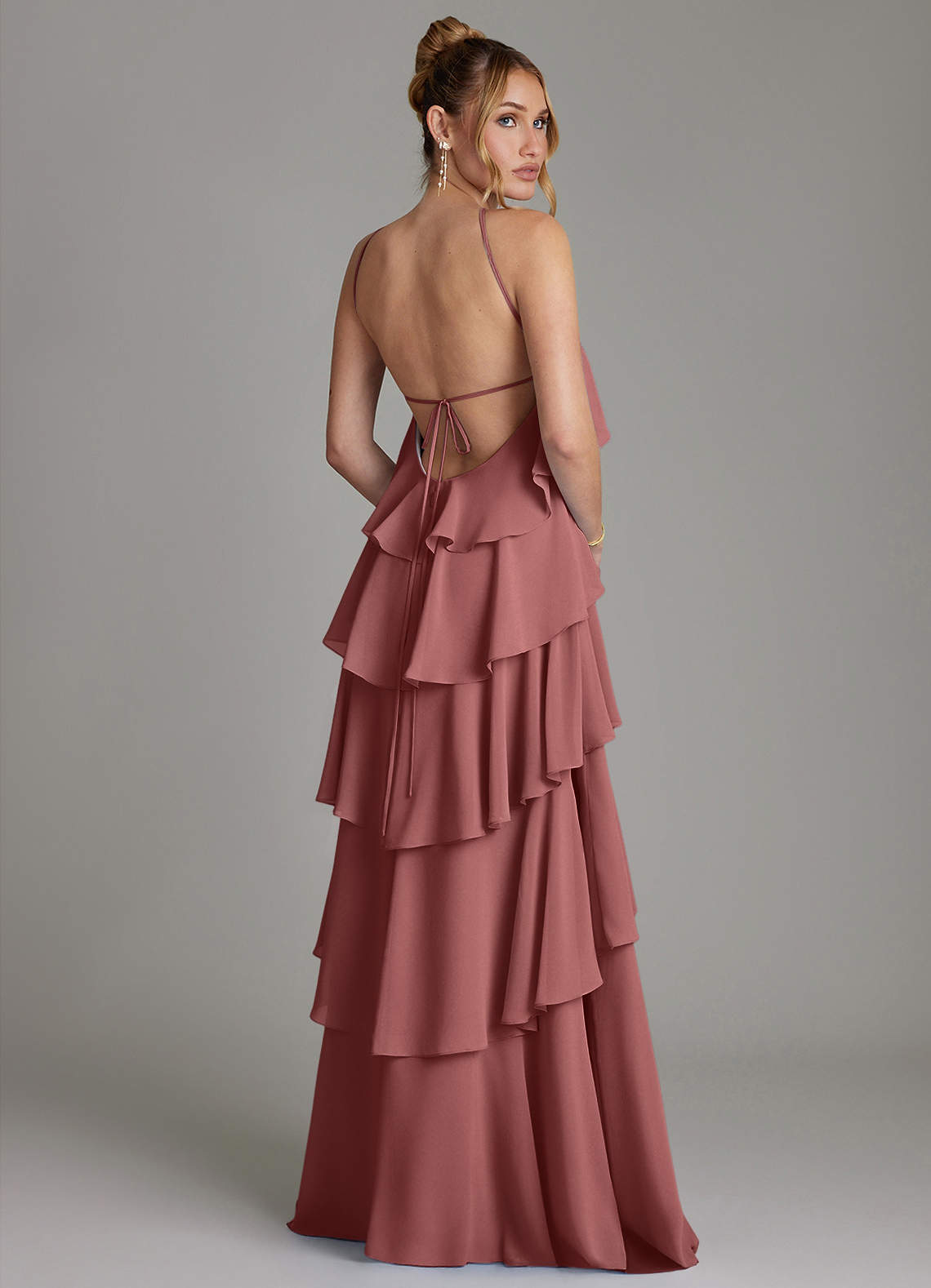 Azazie Deena Brudtärnklänningar Klä av A-Linje i Chiffong Rynkad Ametist image1