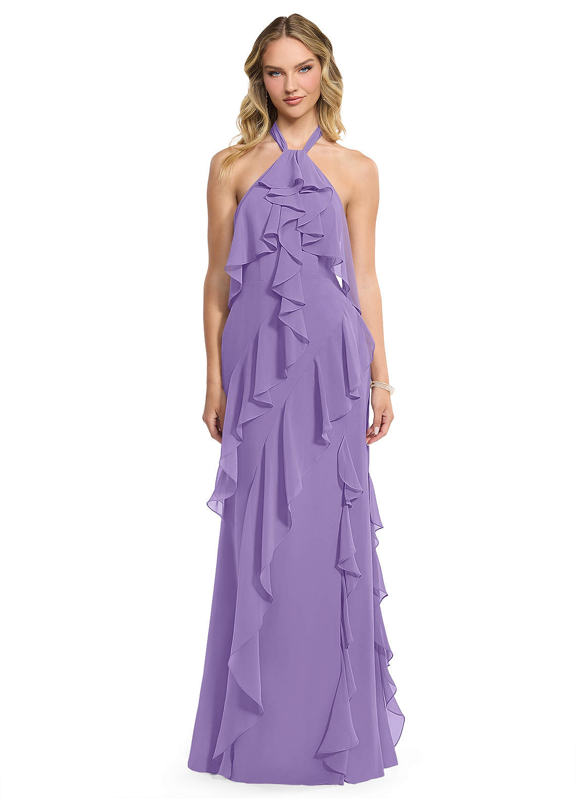 Azazie Velma Bridesmaid Dresses Tahiti A-Line Side Slit Chiffon Dress image1