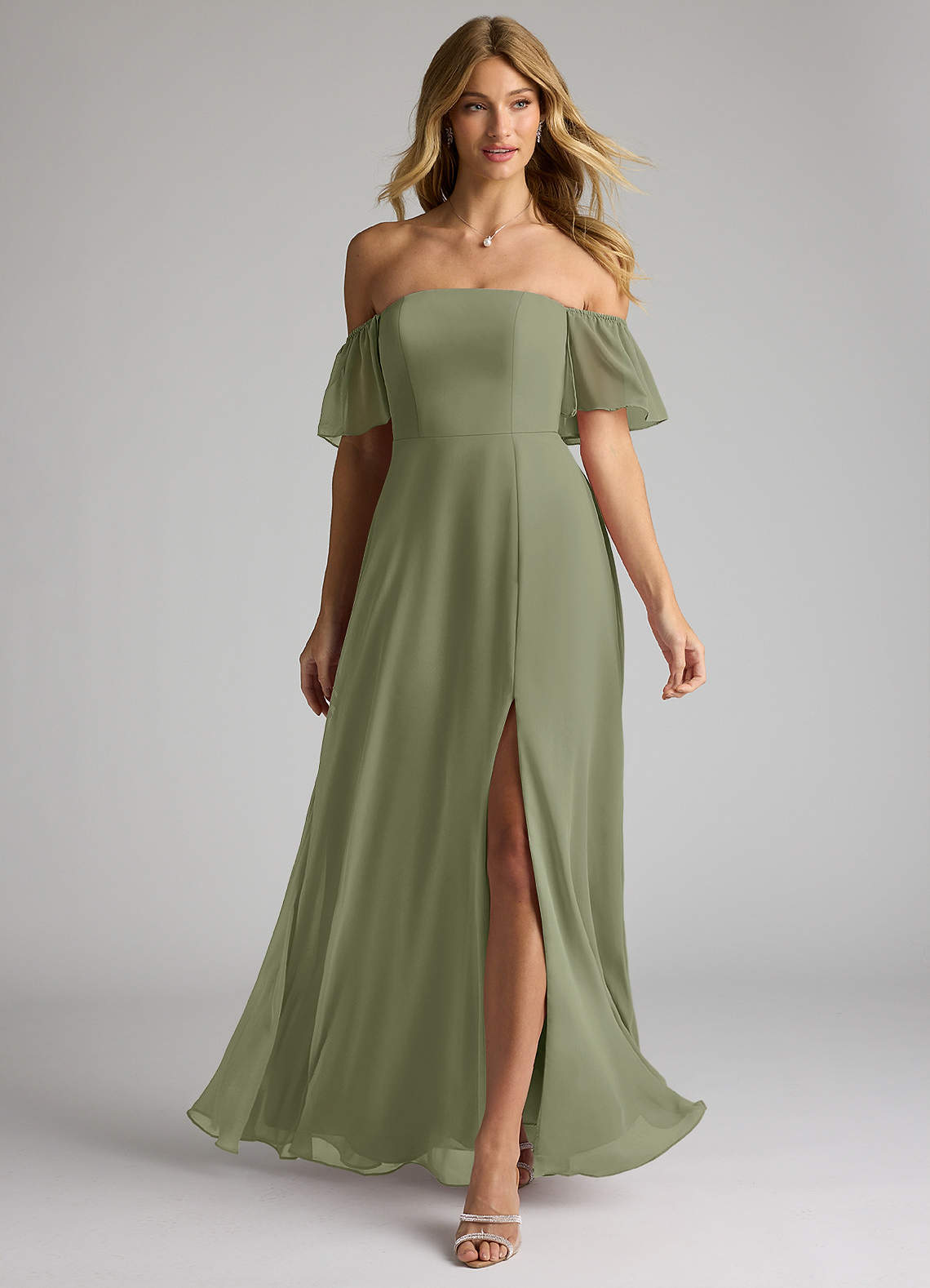 Azazie Sue Pistachio Chiffon Bridesmaid Dresses | Azazie