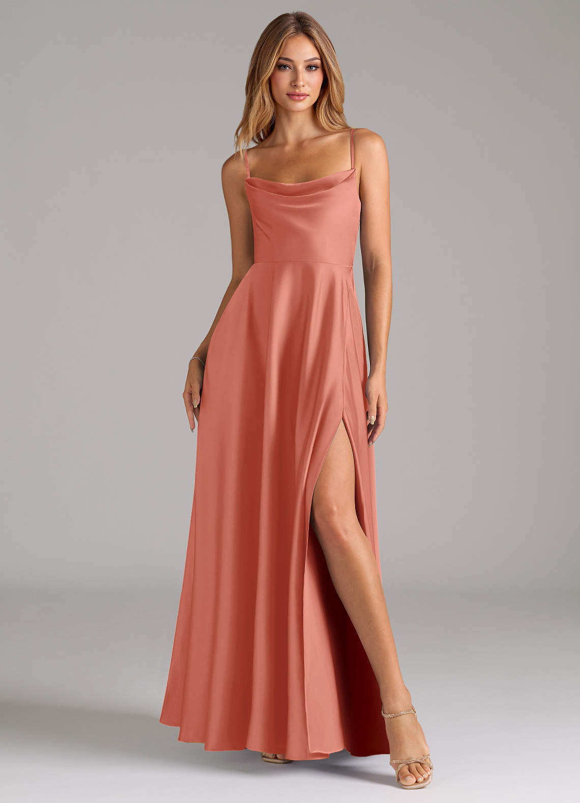 white christmas dresses Dusty Salmon Puff Sleeve Cutout Mini Dress main image 1