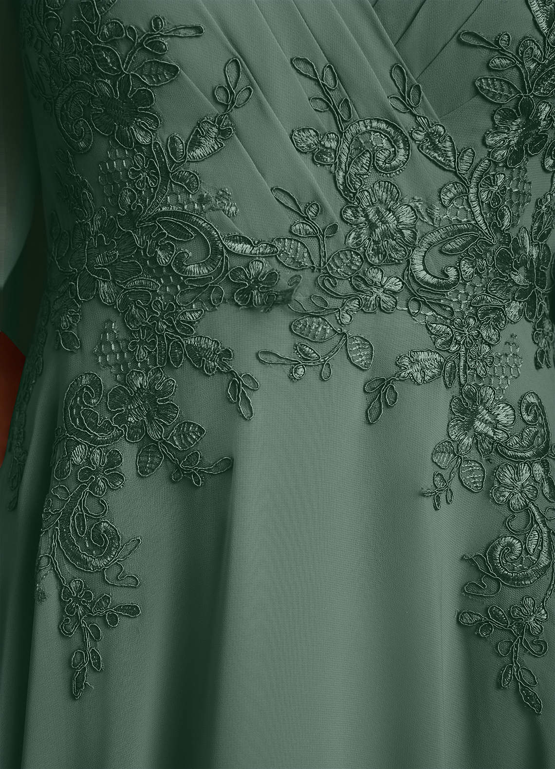 Azazie Tilda Mother of the Bride Dresses Eucalyptus A-Line Lace Chiffon Dress image5