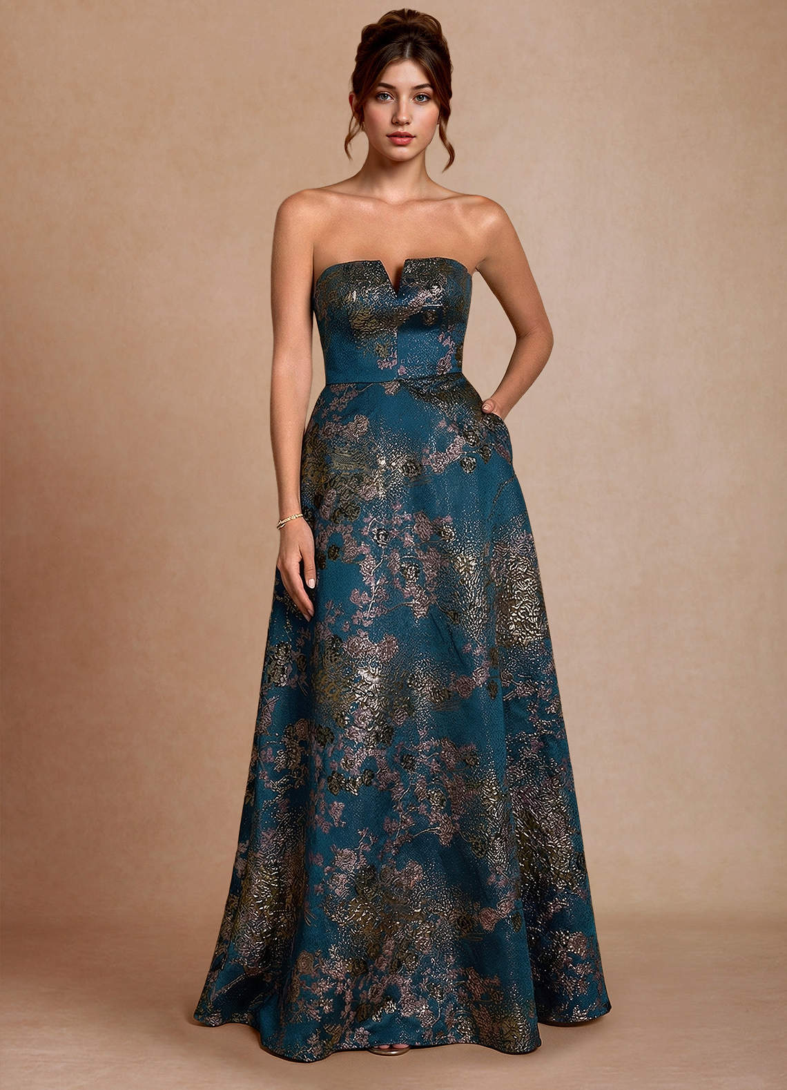 Marlie Teal Floral Maxi Dress | Azazie