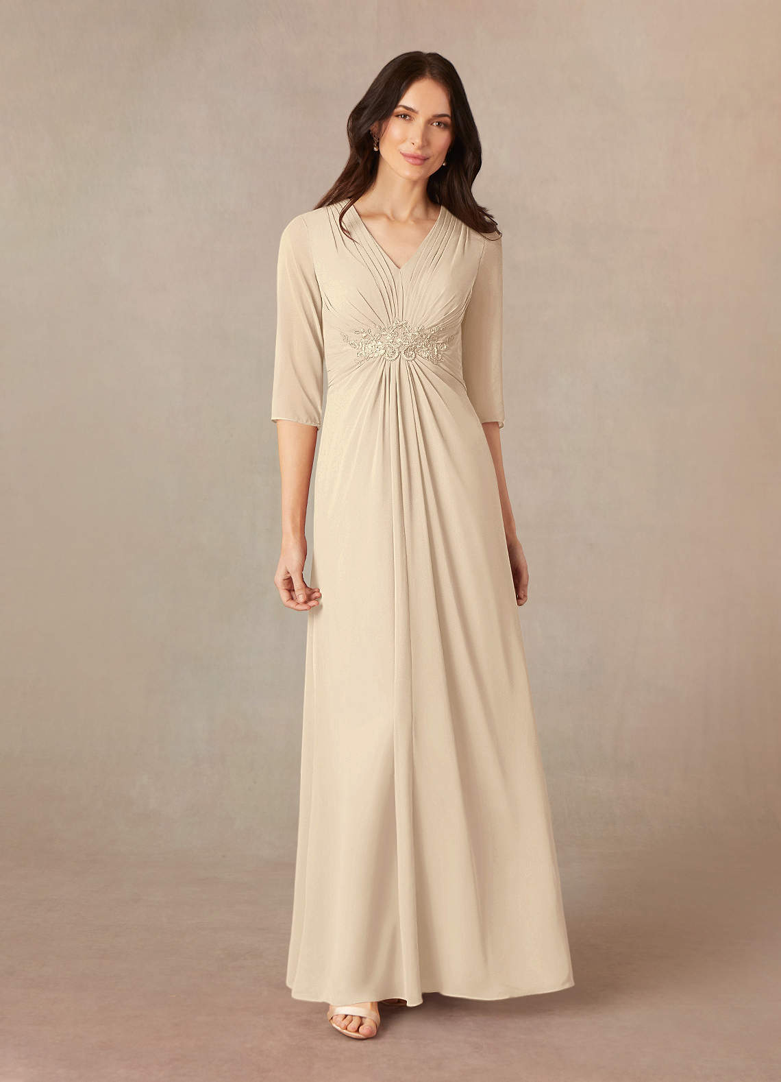Azazie Yessica Mother of the Bride Dresses Champagne A-Line Sequins Chiffon Dress image1