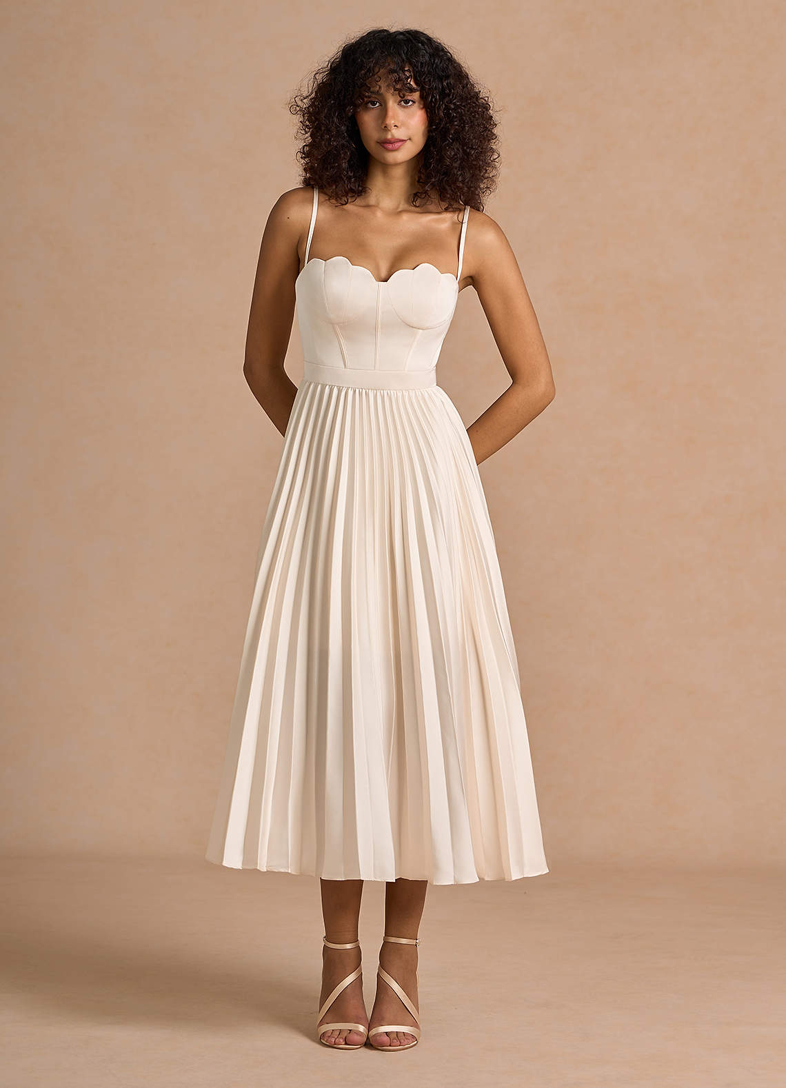 Amélie Cream Midi Dress Ready to Ship | Azazie