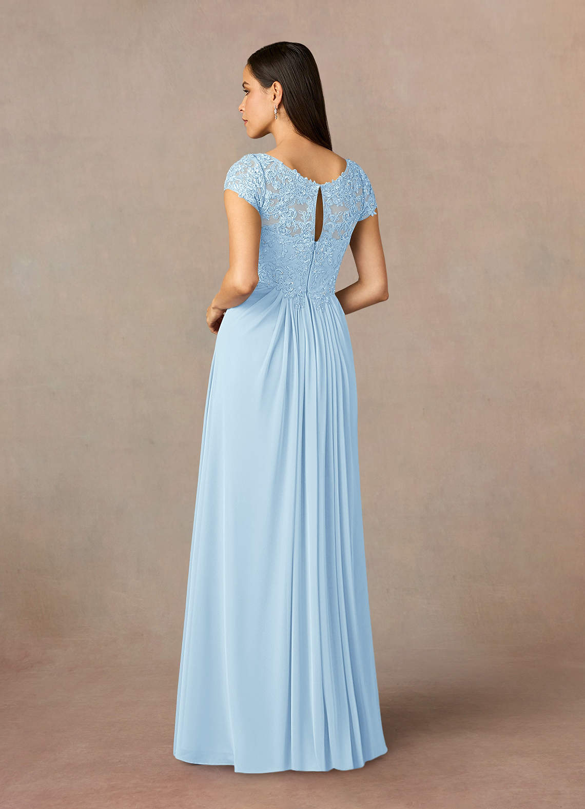 Azazie Macy Sky Blue A-Line V-Neck Sequin Lace Lace Dress Azazie CA