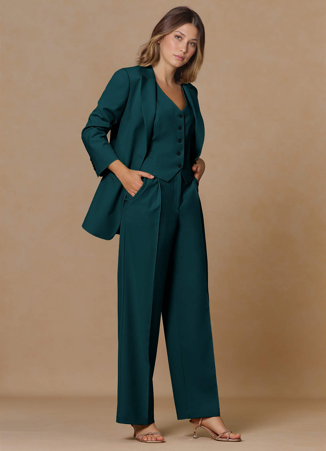 front Rowan Pine Refined Weave Performance 2-Piece Suit