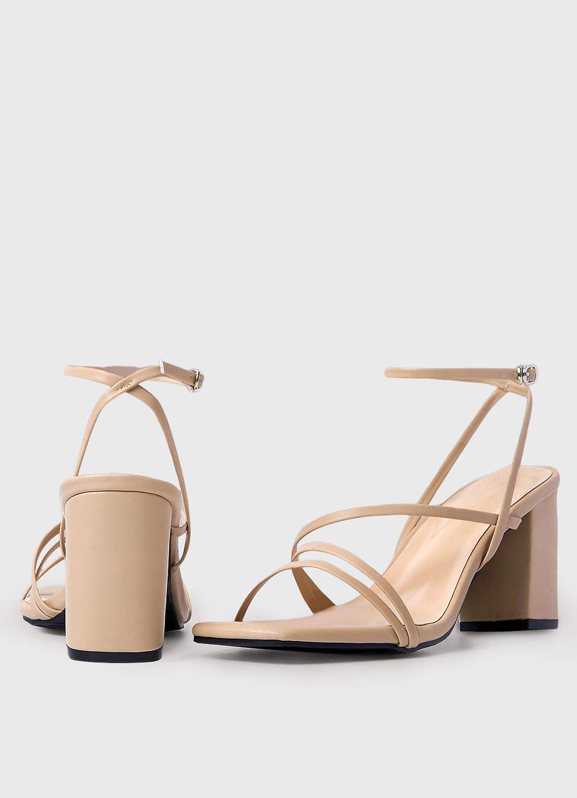 front Ankle Strap Block Heel Sandals