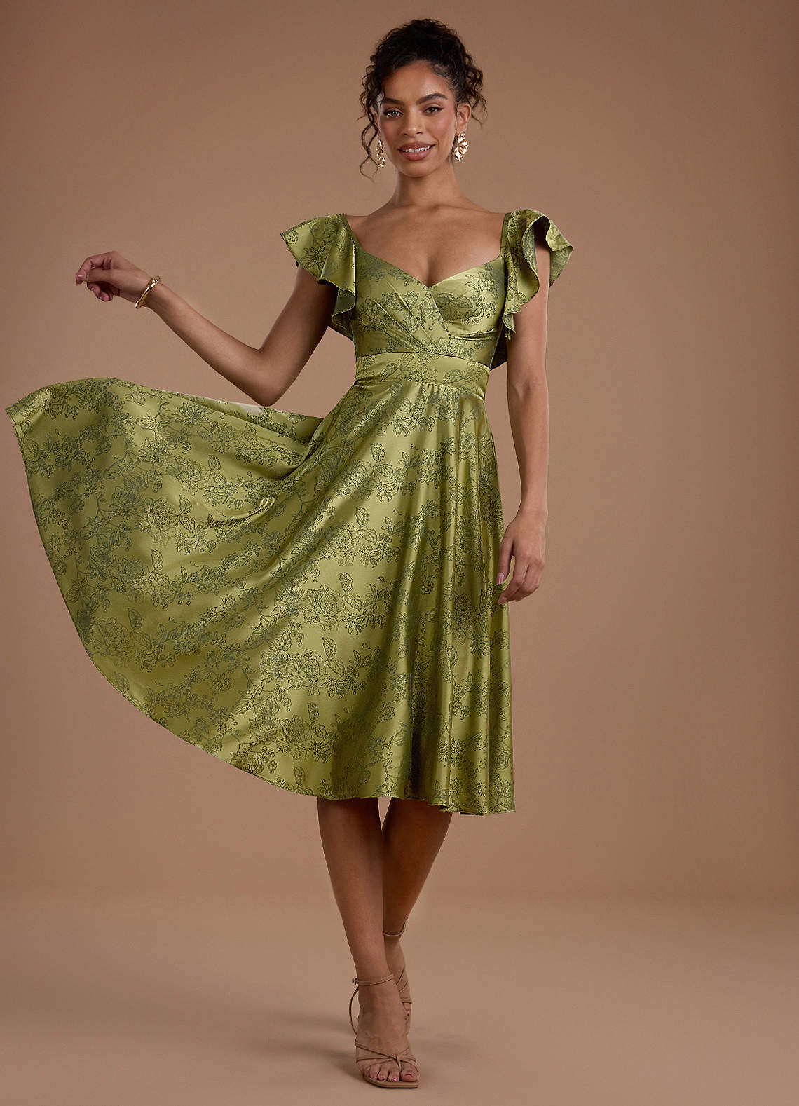 midi silk bridesmaid dresses Midi Skirt Cowl-Neckline Bridesmaids or Cocktail Dress BD103 – Sparkly Gowns main image 1