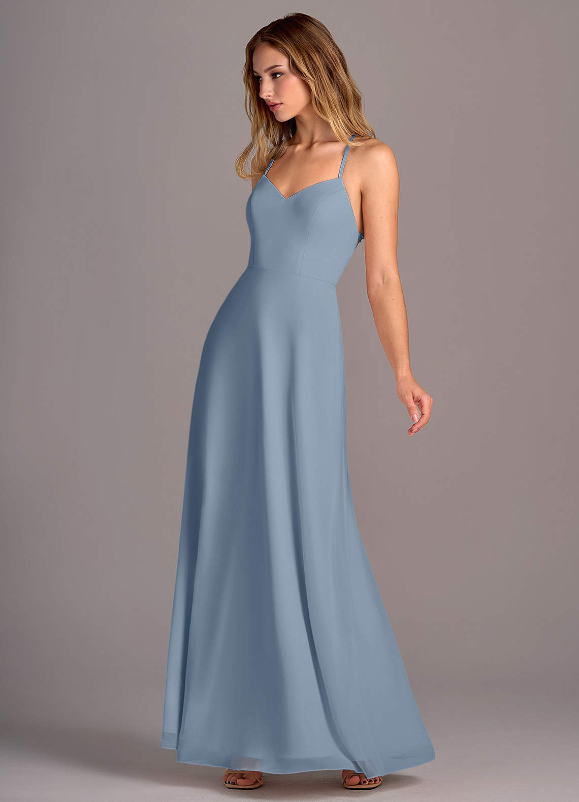 Azazie Mei Dusty Blue Chiffon Bridesmaid Dresses | Azazie