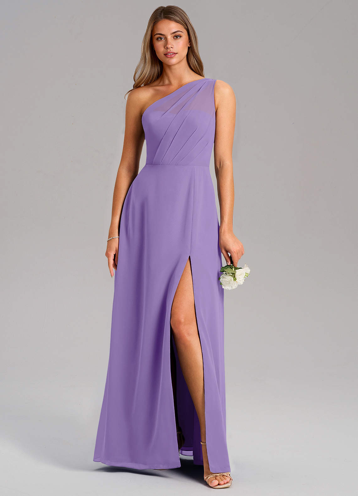 Azazie Phaedra Bridesmaid Dresses Tahiti A-Line One Shoulder Chiffon Dress image1