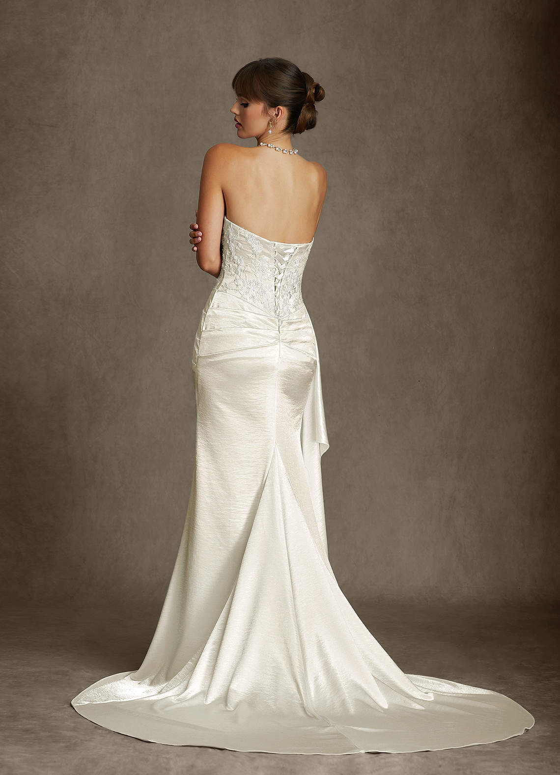 Azazie Angel Wedding Dresses Antique White Mermaid Strapless Charmeuse Dress image7