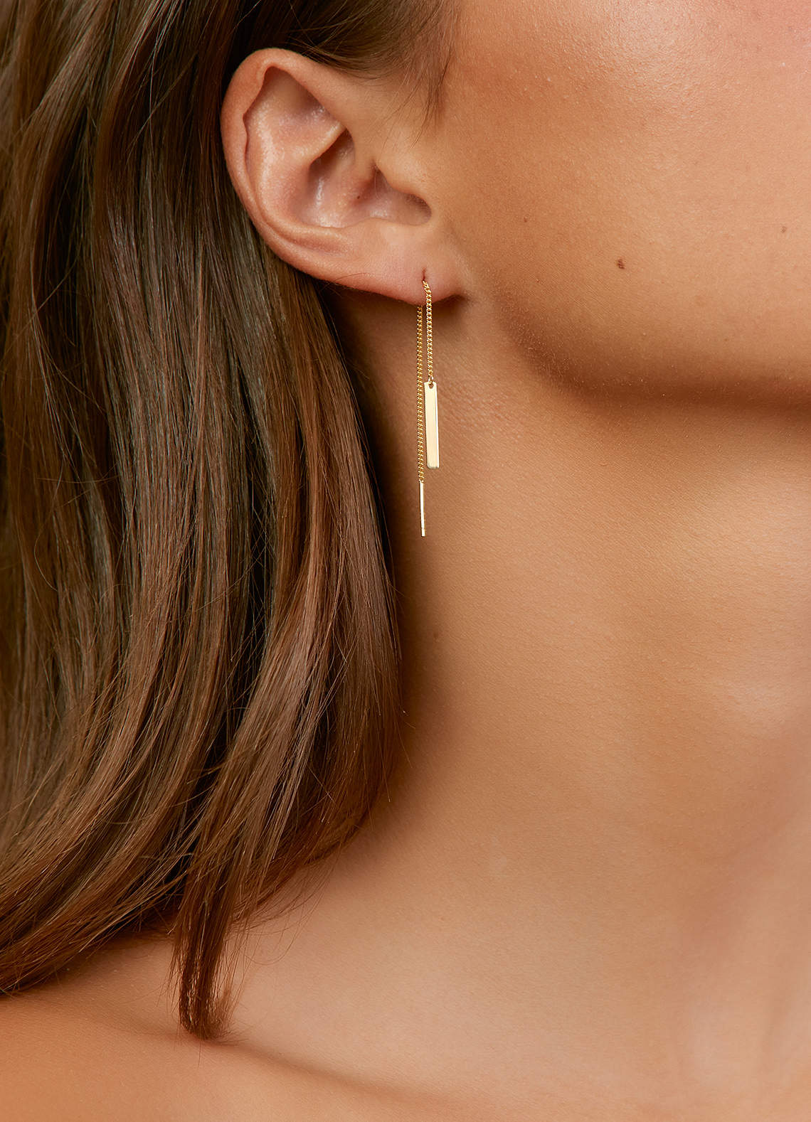 front Golden Glow Chain Earrings