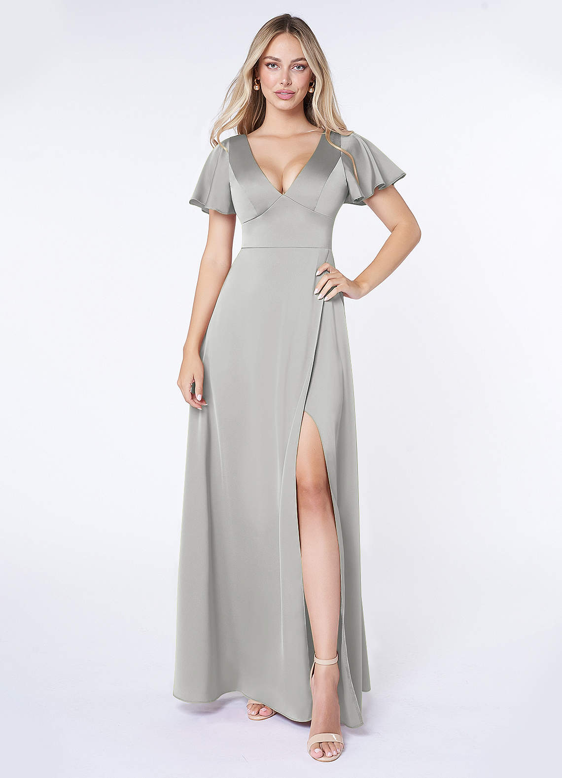 Azazie Lani Robe de demoiselle d'honneur en Argent Azazie