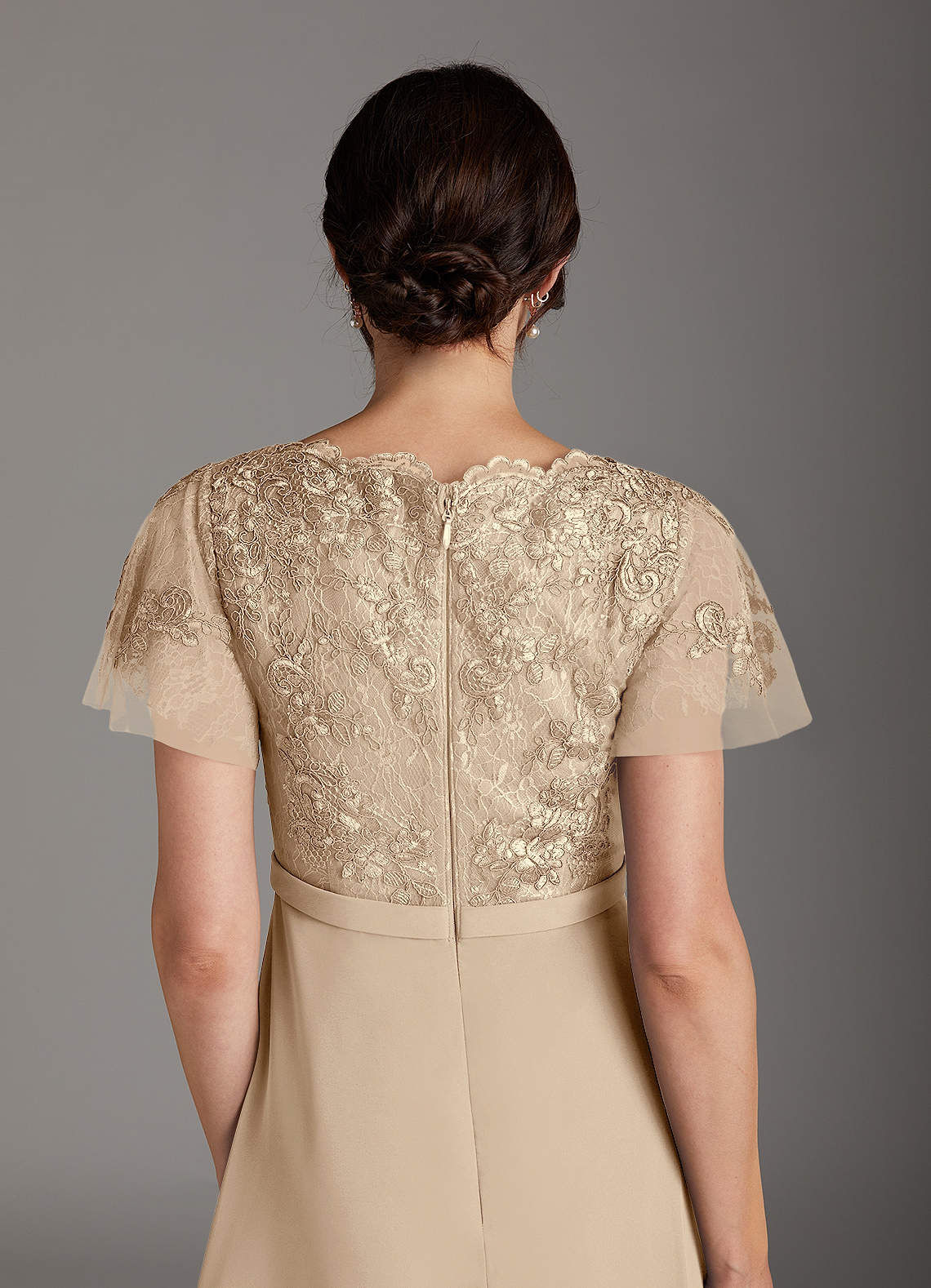 chinese dress ladies Satin Collar & Gold Buttons Lace Dress main image 0