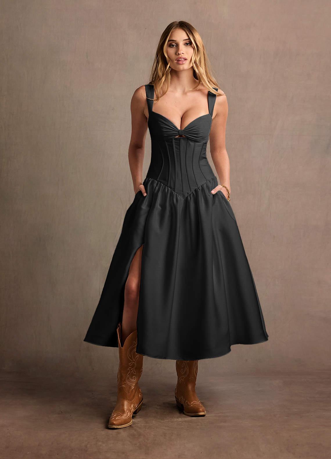 winter fairy dress up RVCA Florence Drop Waist Midi Dress - Pirate Black