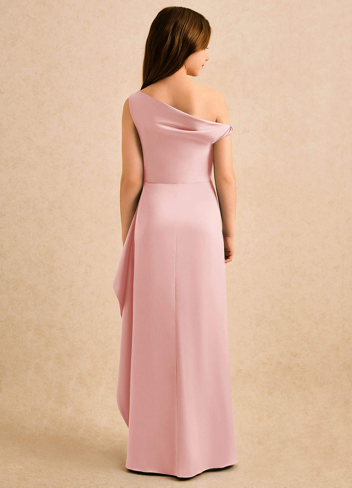 Azazie Avalia Girls Formal Endeligt salg Skede Off the shoulder Stræk satin Gulv-længde Kjole image1